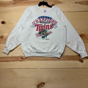 Vintage Minnesota Twins Sweatshirt Mens XL White Crewneck World Series 1987